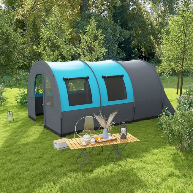 Tienda de Campaña Outsunny Poliéster Gris y Azul 480x260x200 cm