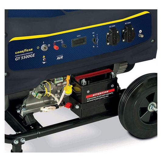 Generador 5500W Arranque eléctrico y manual OHV 4T Motor 13CV 389cm³ AVR Autonomía 8h GOODYEAR