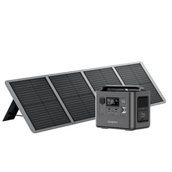 Generador eléctrico portátil AFERIY de 800 W con panel solar de 100 W y 512 Wh