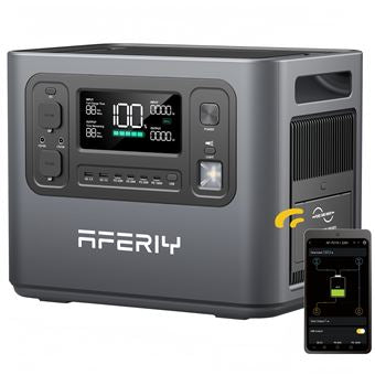 Generador eléctrico portátil AFERIY de 2400 W y 2048 Wh, estación de energía a batería