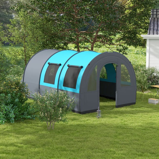 Tienda de Campaña Outsunny Poliéster Gris y Azul 480x260x200 cm