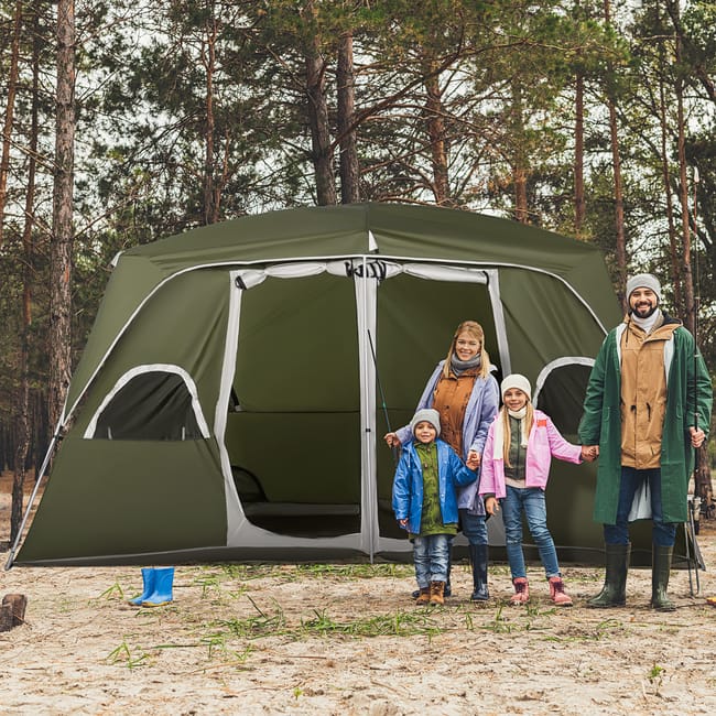 Tienda de Campaña Outsunny Poliéster Verde 400x275x210 cm