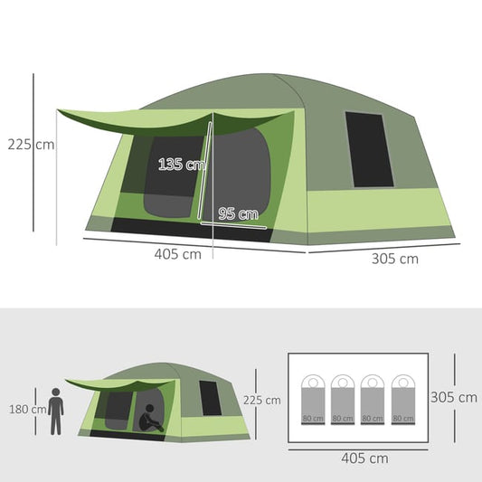 tienda familiar Outsunny verde 405x305x225 cm