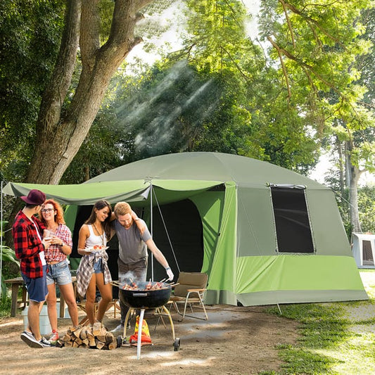 tienda familiar Outsunny verde 405x305x225 cm