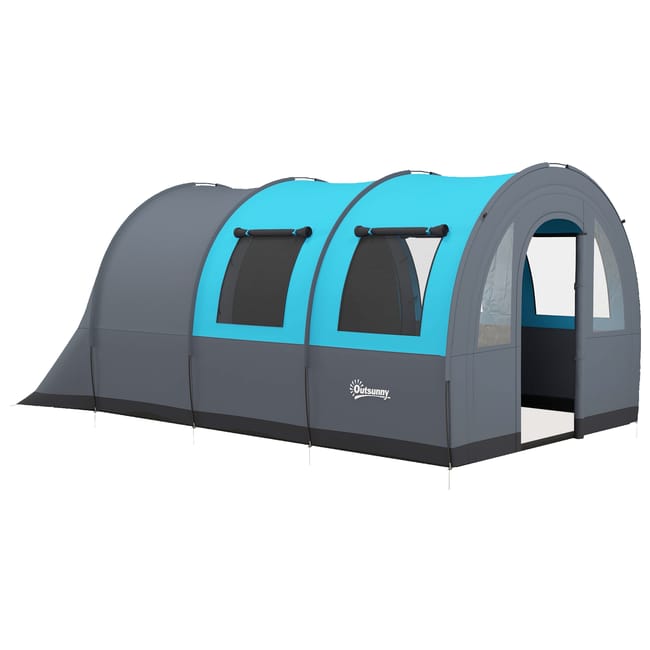 Tienda de Campaña Outsunny Poliéster Gris y Azul 480x260x200 cm